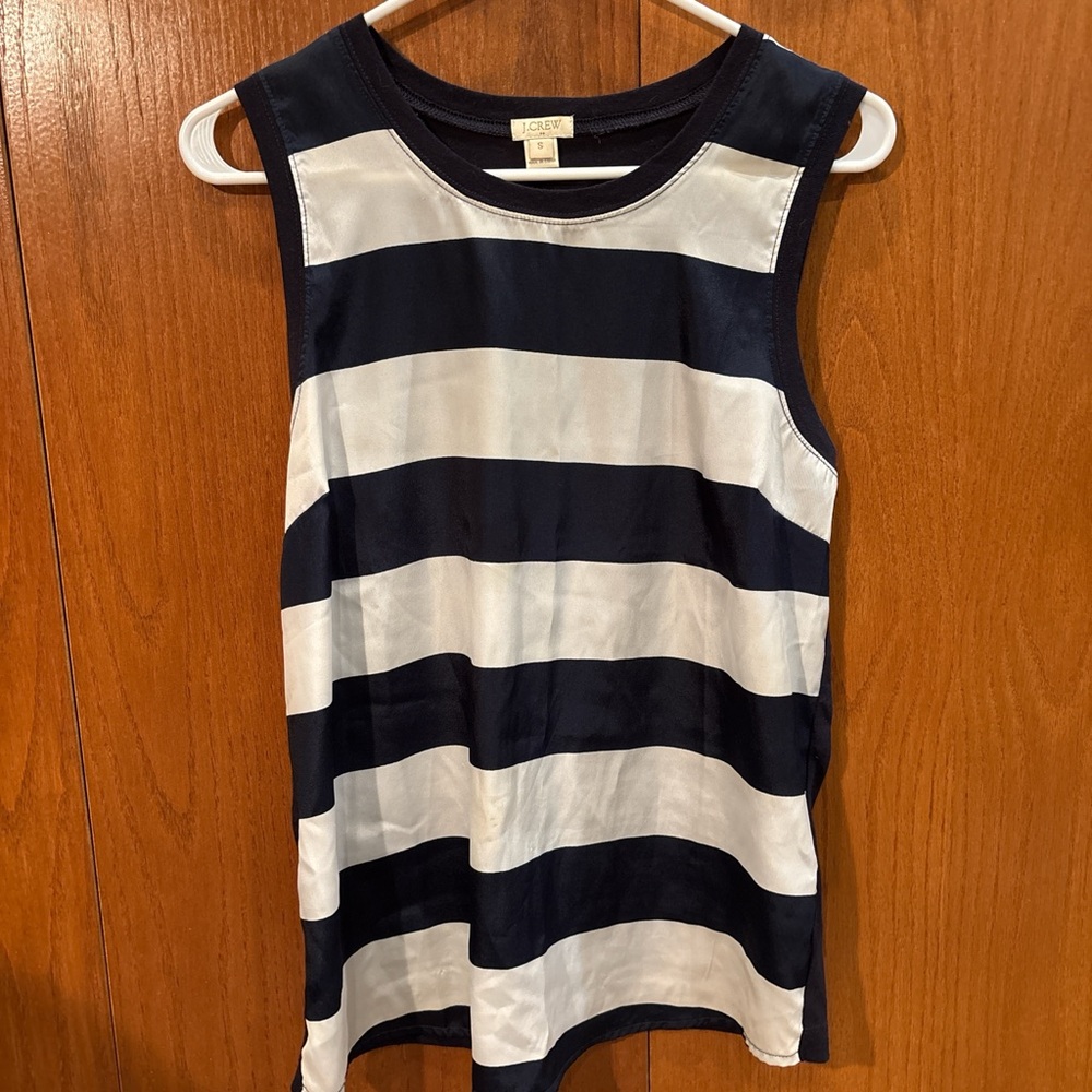 J. Crew Sleeveless Top in Navy and White Stripes